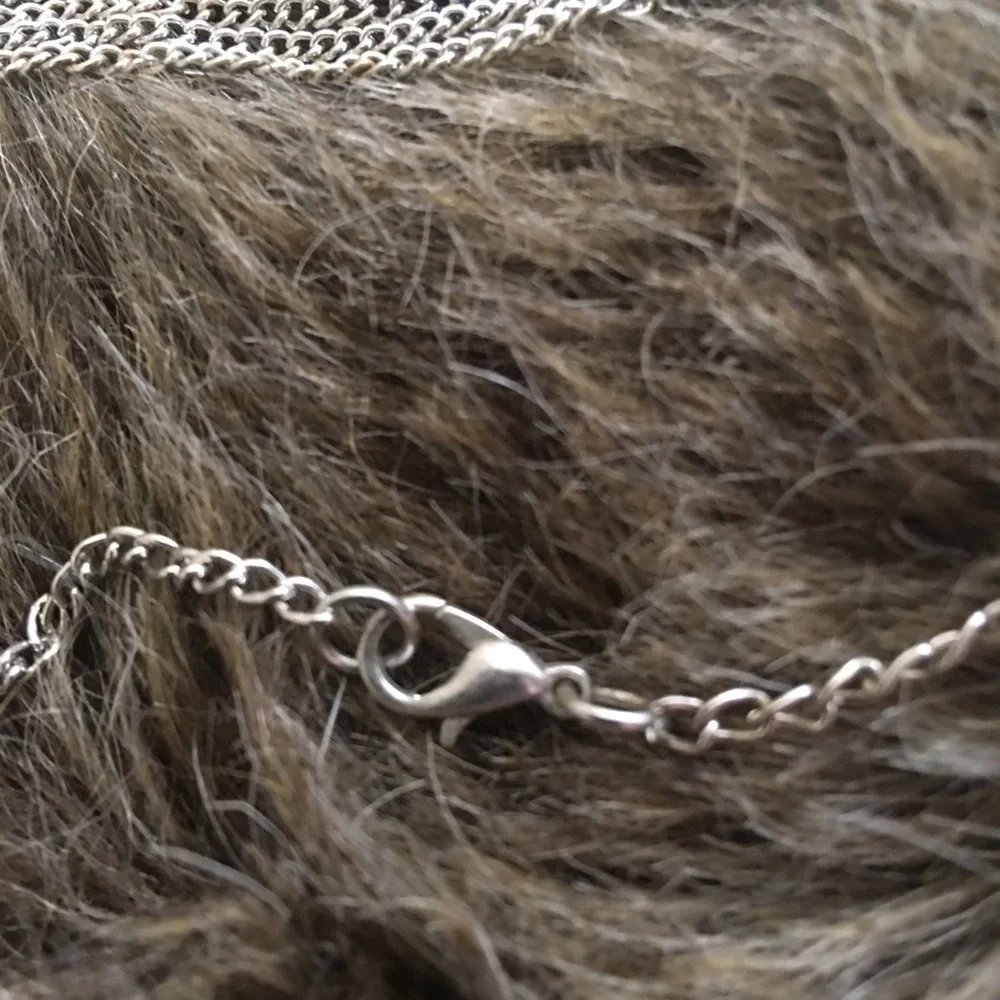 Silver tone v shape tassel chain necklace